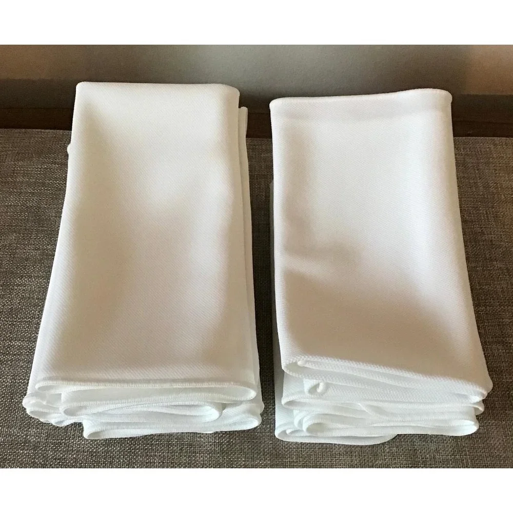 VTG‎ 70's White Cloth Napkins (10) Twill Weave Polyester Linens Classic Elegant